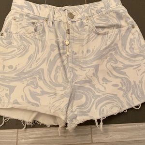 Zara blue and white swirl frayed jean shorts size 2